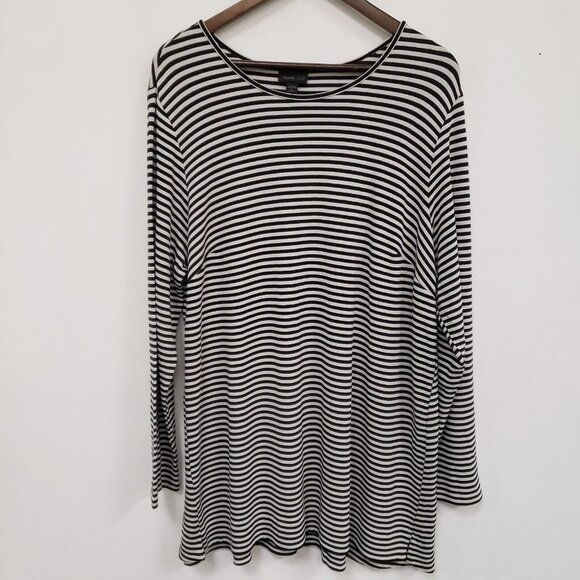 J Jill Womens Wearever Long Sleeve Striped Top Size 2X Black Casual Everyday - Picture 1 of 9